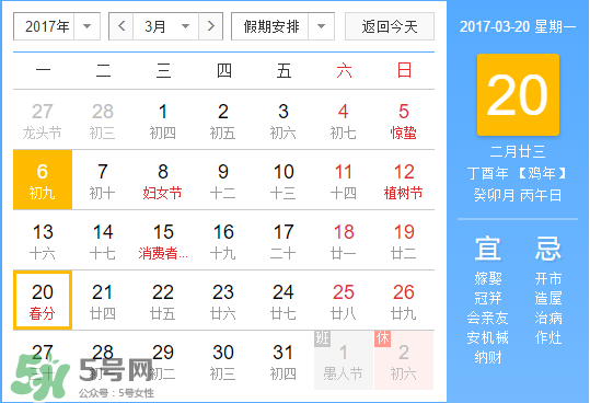 2017年春分是什么時候？2017年春分是幾月幾號？