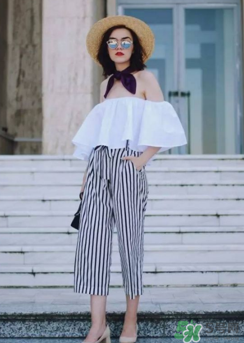 條紋闊腿褲配什么上衣？條紋闊腿褲搭配上衣圖片