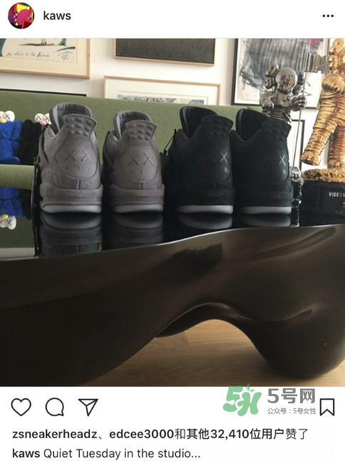kaws與air jordan 4聯(lián)名黑色版本多少錢？aj4純黑限定發(fā)售價(jià)格